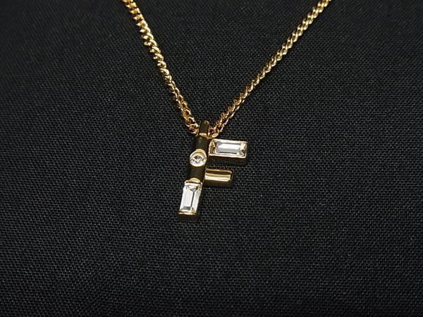 FENDI フェンディ ネックレス フェンディ ファースト ネックレス 8AH718 ゴールド系 メタル ラインストーン レディース ペンダント 美品