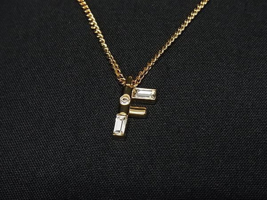 FENDI フェンディ ネックレス フェンディ ファースト ネックレス 8AH718 ゴールド系 メタル ラインストーン レディース ペンダント 美品