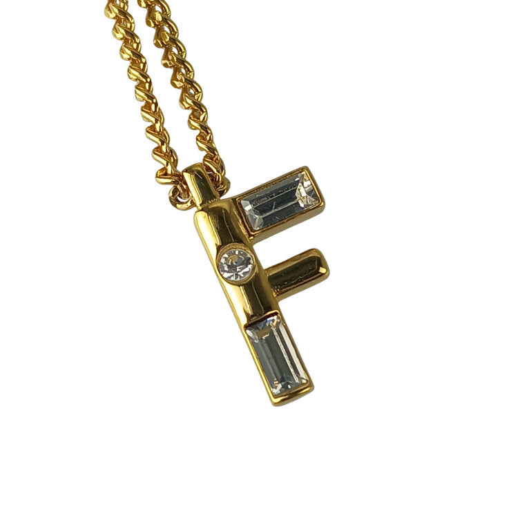 FENDI フェンディ ネックレス フェンディ ファースト ネックレス 8AH718 ゴールド系 メタル ラインストーン レディース ペンダント 美品