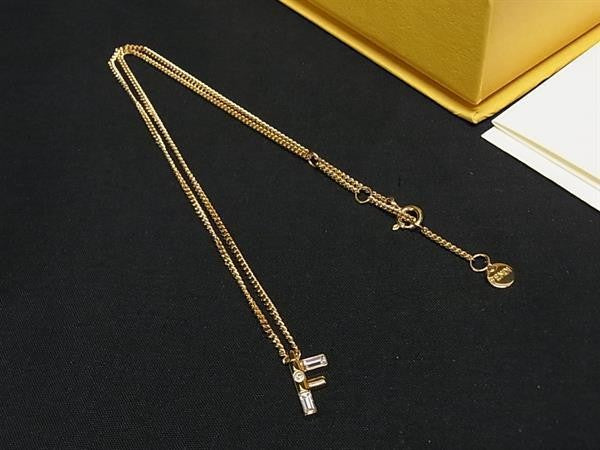 FENDI フェンディ ネックレス フェンディ ファースト ネックレス 8AH718 ゴールド系 メタル ラインストーン レディース ペンダント 美品