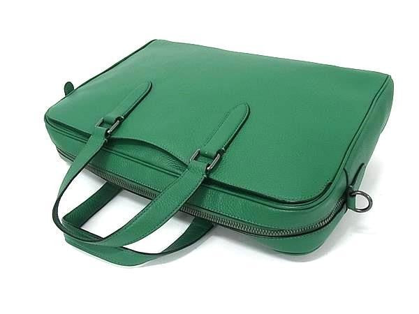 COACH コーチ ビジネスバッグ グラハム ストラクチャード ブリーフ C8174 グリーン系 レザー メンズ 2WAY ショルダーバッグ 美品