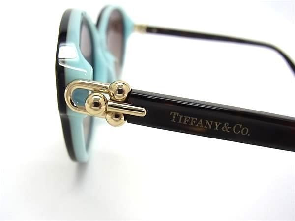 TIFFANY＆Co ティファニー サングラス ハードウェア TF 4263-D ブラウン系×ライトブルー系 アセテート レディース ゴールド金具 超美品