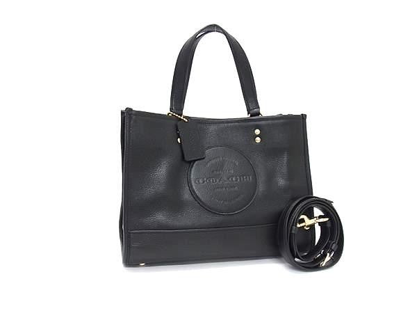 COACH コーチ ハンドバッグ デンプシー キャリーオール C2004 ブラック系 レザー レディース 2WAY ショルダーバッグ ゴールド金具 美品