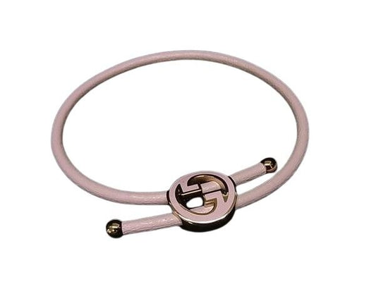 GUCCI グッチ ブレスレット ラッカーフィニッシュ ラウンド インターロッキングG 837355 ピンク ゴールド系 レザー メタル レディース ゴールド金具 超美品