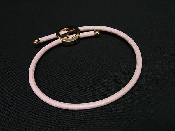 GUCCI グッチ ブレスレット ラッカーフィニッシュ ラウンド インターロッキングG 837355 ピンク ゴールド系 レザー メタル レディース ゴールド金具 超美品