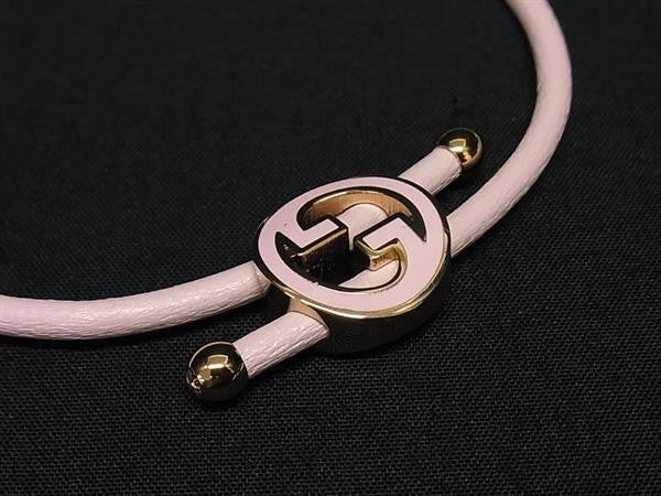 GUCCI グッチ ブレスレット ラッカーフィニッシュ ラウンド インターロッキングG 837355 ピンク ゴールド系 レザー メタル レディース ゴールド金具 超美品