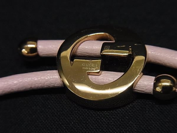 GUCCI グッチ ブレスレット ラッカーフィニッシュ ラウンド インターロッキングG 837355 ピンク ゴールド系 レザー メタル レディース ゴールド金具 超美品