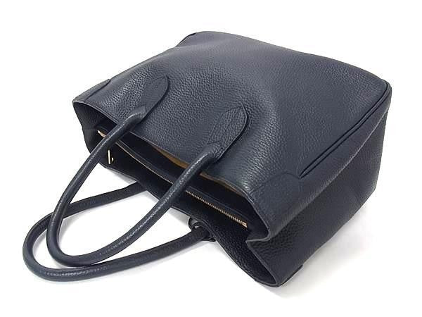 A.D.M.J. エーディーエムジェイ ハンドバッグ トートバッグ ネイビー系 レザー レディース ゴールド金具 超美品