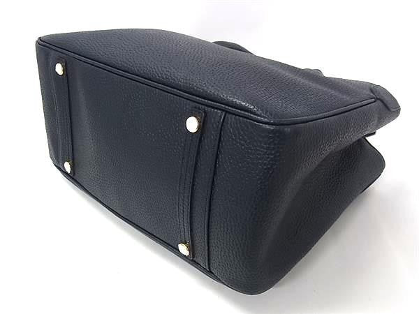 A.D.M.J. エーディーエムジェイ ハンドバッグ トートバッグ ネイビー系 レザー レディース ゴールド金具 超美品