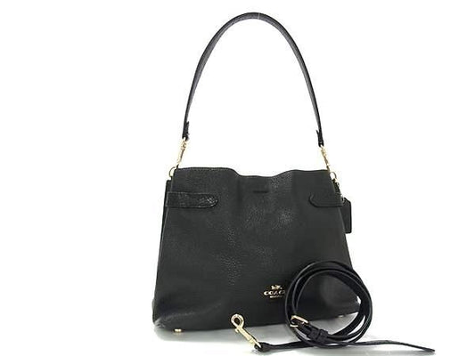 COACH コーチ ハンドバッグ ハンナ CH537 ブラック レザー パイソン型押しレザー レディース 2WAY ゴールド金具 美品