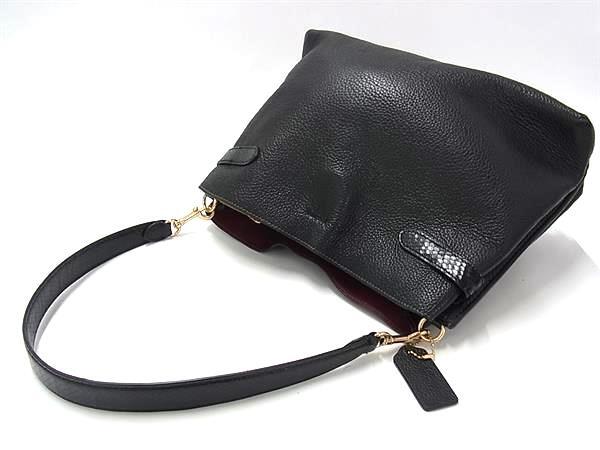 COACH コーチ ハンドバッグ ハンナ CH537 ブラック レザー パイソン型押しレザー レディース 2WAY ゴールド金具 美品
