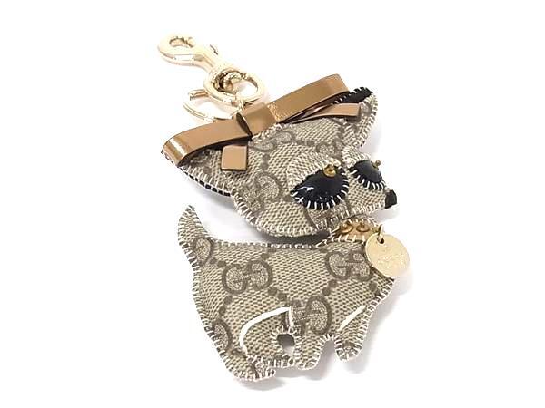 GUCCI グッチ キーホルダー グッチョリ チワワ ベージュ ゴールド PVC レザー レディース 美品