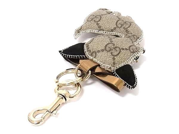 GUCCI グッチ キーホルダー グッチョリ チワワ ベージュ ゴールド PVC レザー レディース 美品