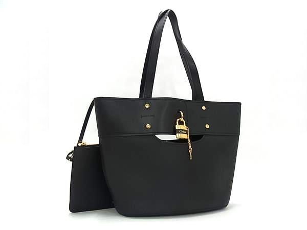 Chloe クロエ ハンドバッグ アビー ブラック レザー レディース ゴールド金具 美品