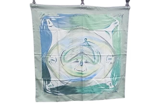 HERMES エルメス スカーフ カレ90 マルチカラー シルク100% レディース Smiles in Third Millenary 三千年紀の微笑 美品