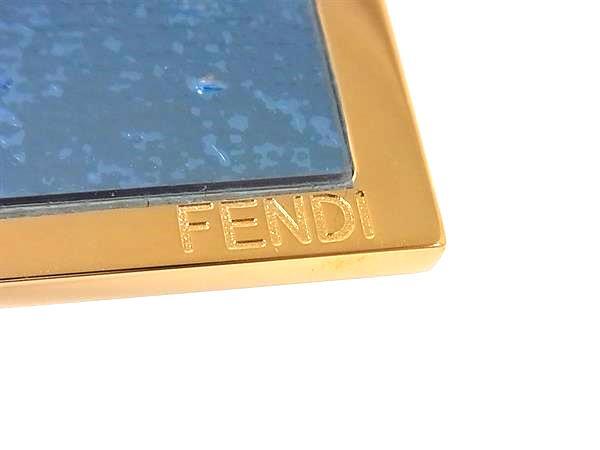 FENDI フェンディ キーホルダー ズッキーノ 7AS049 ブラウン レザー レディース ミラーホルダー ゴールド金具 美品