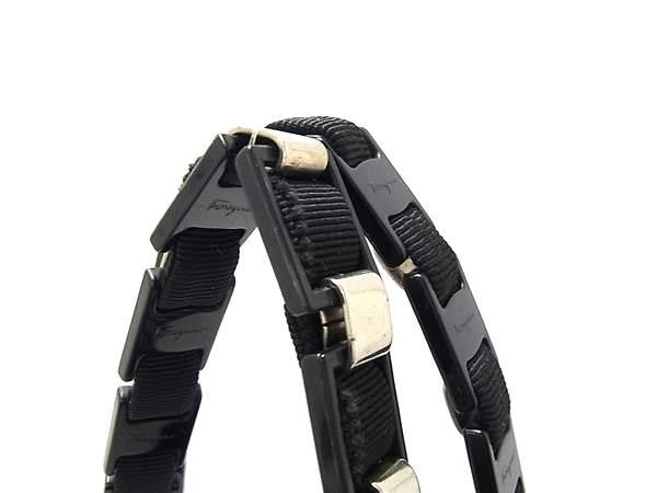 SALVATORE FERRAGAMO フェラガモ トートバッグ ヴァラ AU21 9327 ブラック系 キャンバス レディース ショルダーバッグ 美品