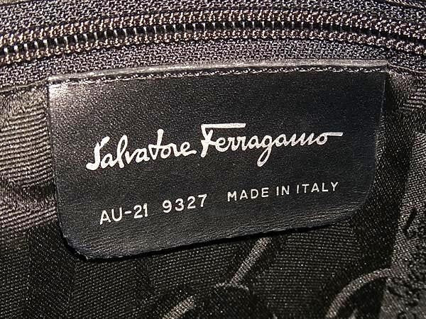 SALVATORE FERRAGAMO フェラガモ トートバッグ ヴァラ AU21 9327 ブラック系 キャンバス レディース ショルダーバッグ 美品