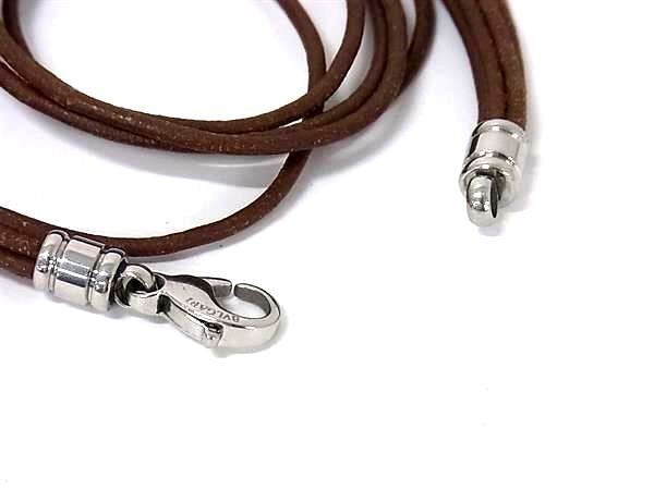 BVLGARI ブルガリ チョーカー ブレスレット ブラウン系 レザー ユニセックス 5連 シルバー金具
