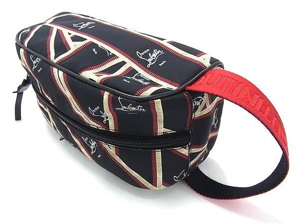 Christian Louboutin クリスチャン ルブタン クラッチバッグ ブラスター ブラック レッド ホワイト ナイロン メンズ スパイクスタッズ 美品