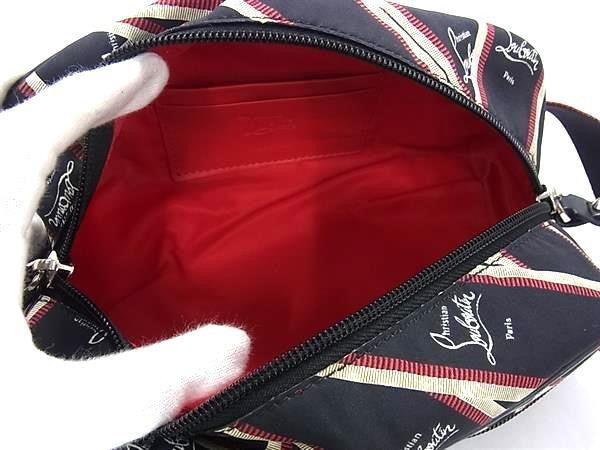 Christian Louboutin クリスチャン ルブタン クラッチバッグ ブラスター ブラック レッド ホワイト ナイロン メンズ スパイクスタッズ 美品