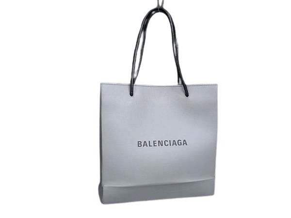 BALENCIAGA バレンシアガ ハンドバッグ 597860 グレー系 レザー レディース ショッピングトート 美品