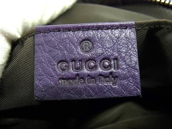GUCCI グッチ ポーチ バンブー 246175 パープル系 レザー レディース 美品