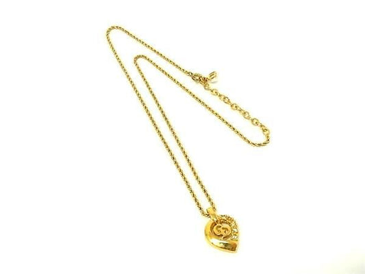 ChristianDior ディオール ネックレス CDロゴ ゴールド系 メタル レディース ラインストーン 美品