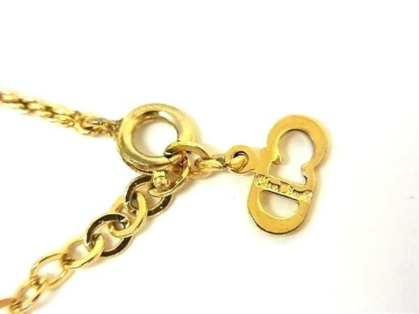 ChristianDior ディオール ネックレス CDロゴ ゴールド系 メタル レディース ラインストーン 美品