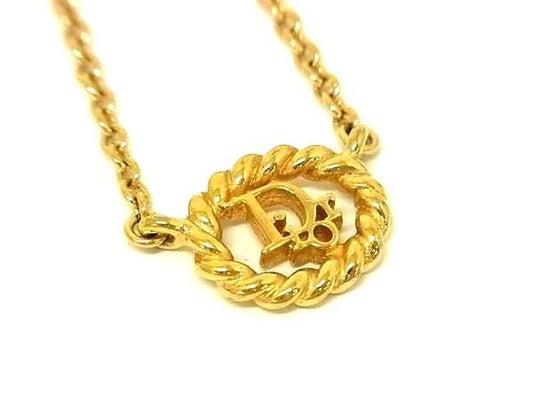 ChristianDior ディオール ネックレス CDロゴ ゴールド系 メタル レディース 美品