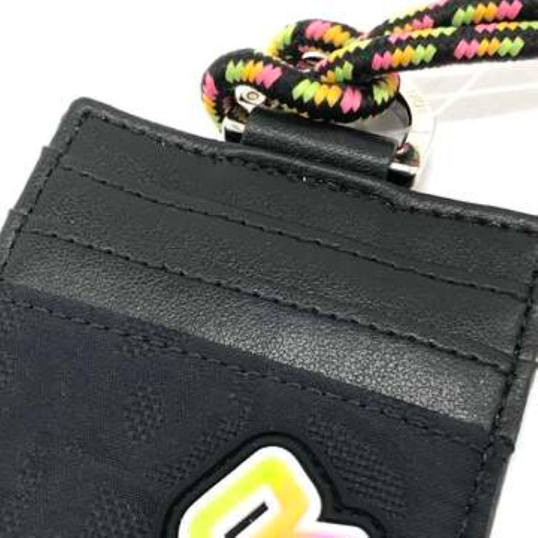 Christian Dior クリスチャンディオール カードケース LEWIS HAMILTON バーティカル カードホルダー ブラック マルチカラー系 レザー キャンバス ユニセックス シルバー金具