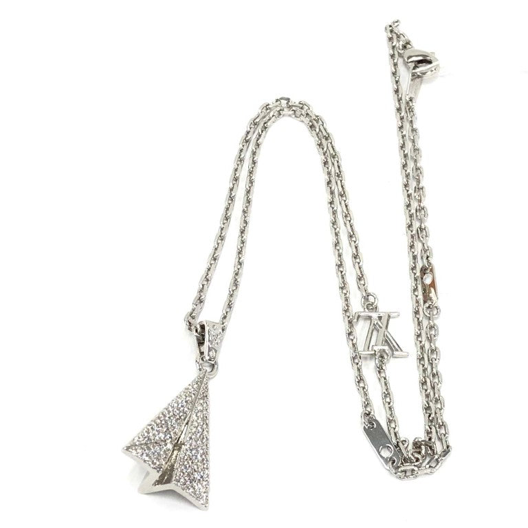 LOUIS VUITTON ルイヴィトン ペンダント LV ペイパープレーン M01034 シルバー系 メタル ユニセックス ラインストーン 美品