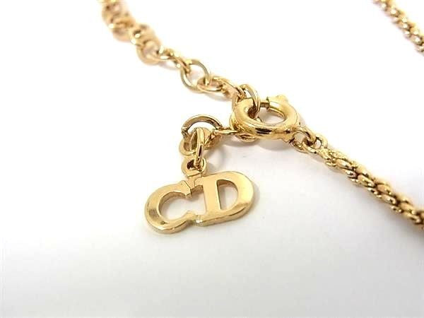 Christian Dior クリスチャン ディオール ネックレス CDロゴ ツイストサークル ゴールド系 メタル レディース 美品