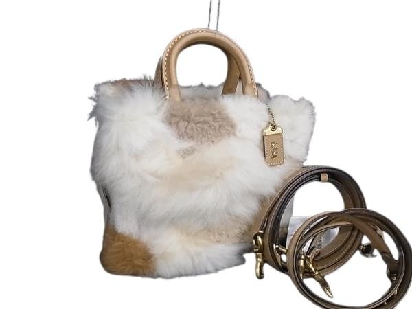 COACH コーチ ハンドバッグ ローグ20 パッチワーク CN315 ナチュラル マルチ系 シアリング × グラブタン レザー レディース 3WAY ショルダーバッグ 新品未使用展示品