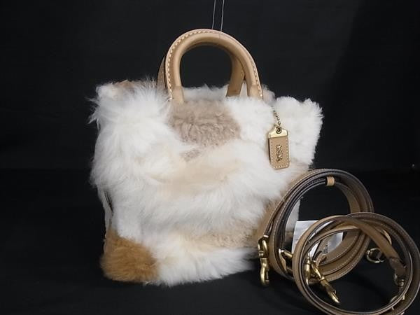 COACH コーチ ハンドバッグ ローグ20 パッチワーク CN315 ナチュラル マルチ系 シアリング × グラブタン レザー レディース 3WAY ショルダーバッグ 新品未使用展示品