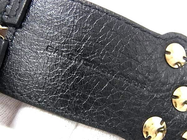 BALENCIAGA バレンシアガ ブレスレット ジャイアント ダブルストラップ ブラック ゴールド系 レザー メタル レディース スタッズ 美品