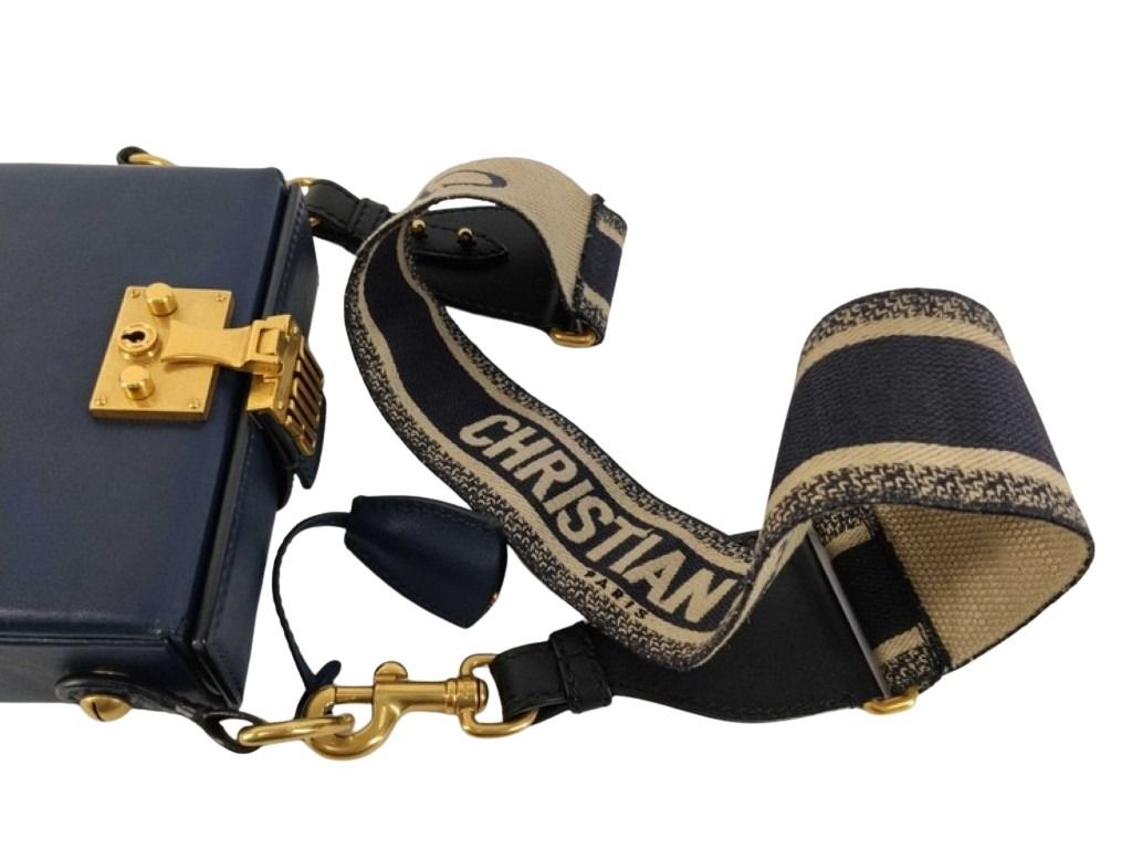 Dior ディオール ショルダーバッグ アディクト スモールボックス ショルダーバッグ ブラック系 レザー レディース ゴールド金具 美品