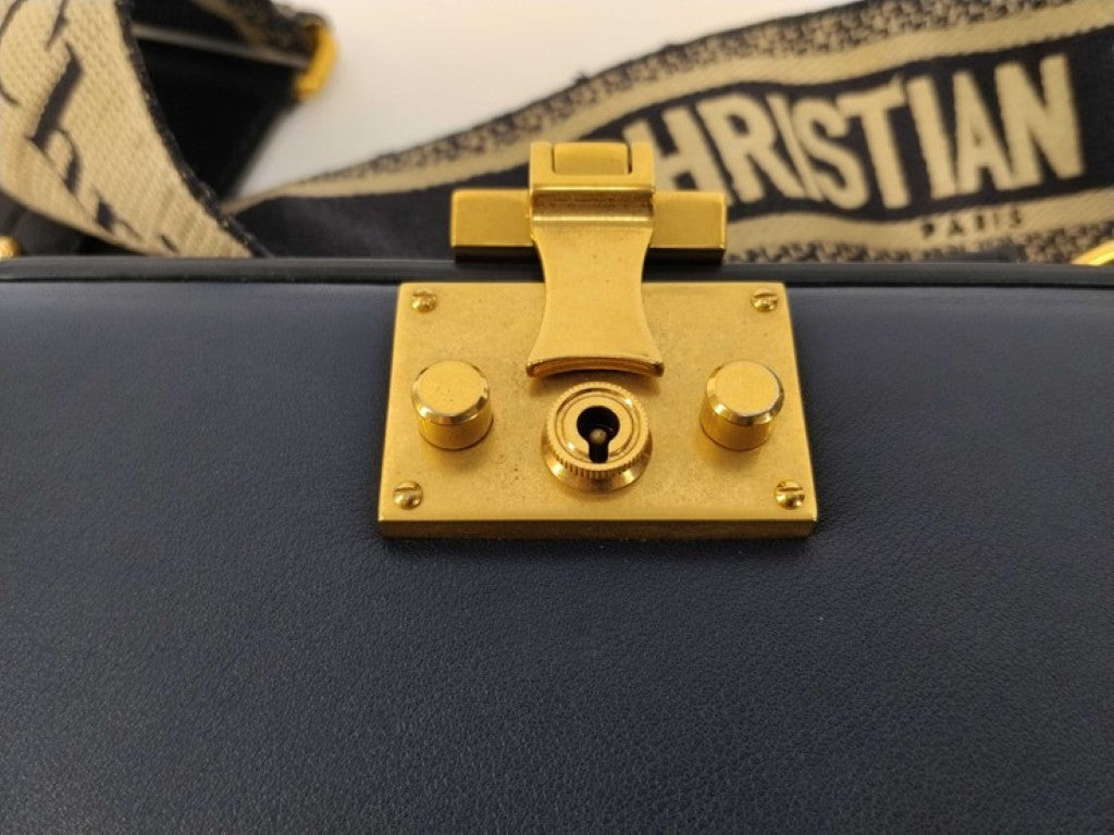 Dior ディオール ショルダーバッグ アディクト スモールボックス ショルダーバッグ ブラック系 レザー レディース ゴールド金具 美品