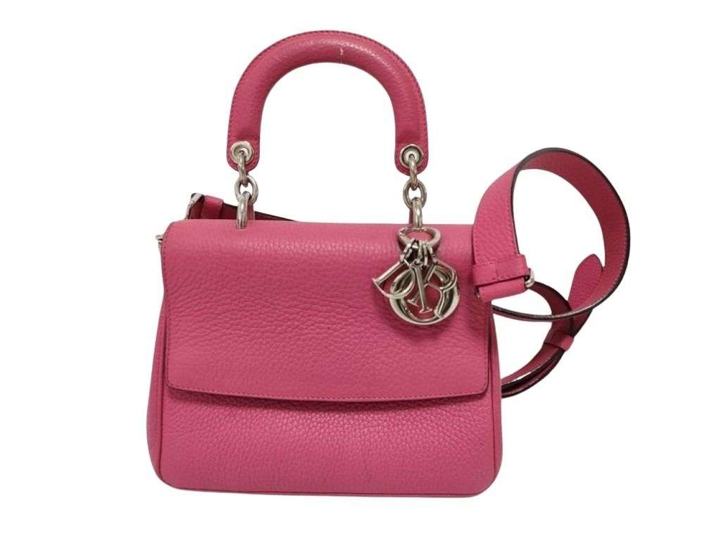 Christian Dior クリスチャン ディオール ハンドバッグ ビーディオール ローズピンク系 レザー レディース 2WAY ショルダーバッグ シルバー金具 美品
