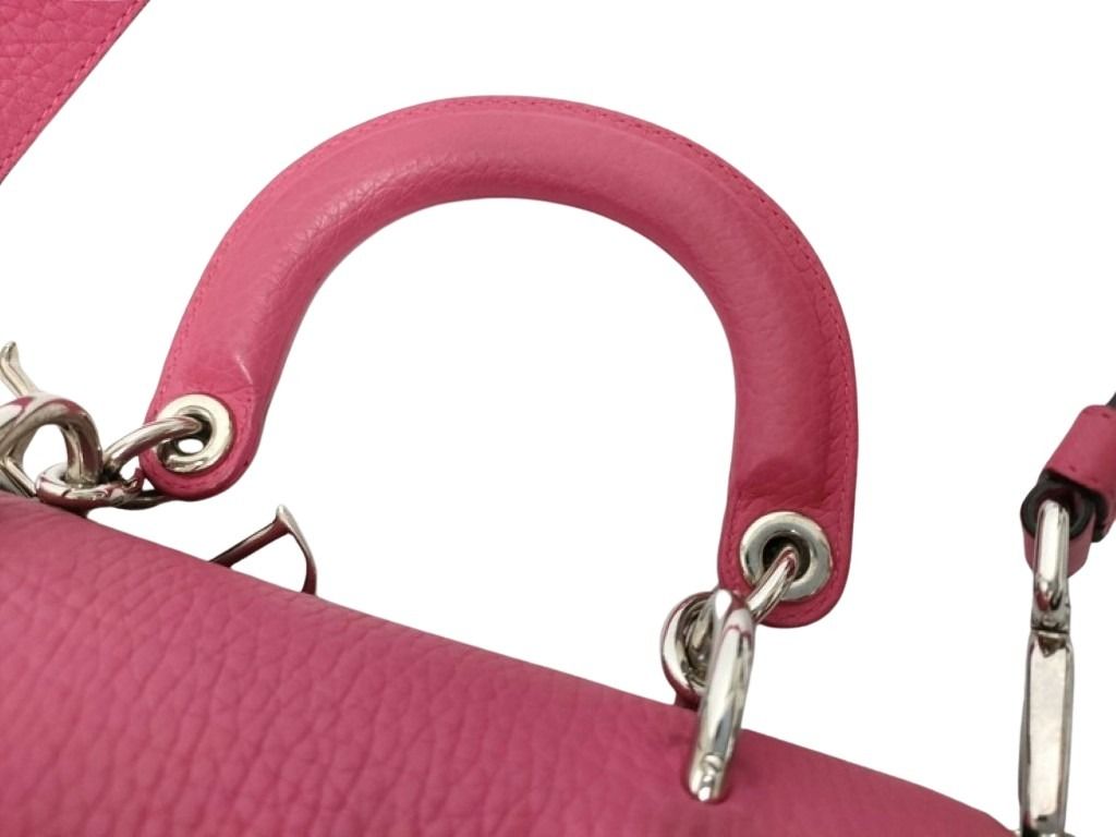 Christian Dior クリスチャン ディオール ハンドバッグ ビーディオール ローズピンク系 レザー レディース 2WAY ショルダーバッグ シルバー金具 美品