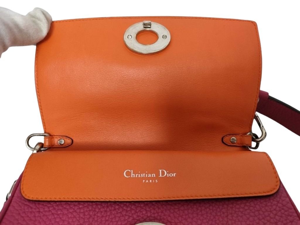 Christian Dior クリスチャン ディオール ハンドバッグ ビーディオール ローズピンク系 レザー レディース 2WAY ショルダーバッグ シルバー金具 美品