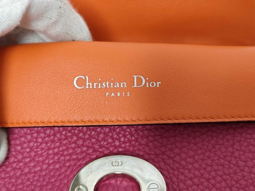 Christian Dior クリスチャン ディオール ハンドバッグ ビーディオール ローズピンク系 レザー レディース 2WAY ショルダーバッグ シルバー金具 美品