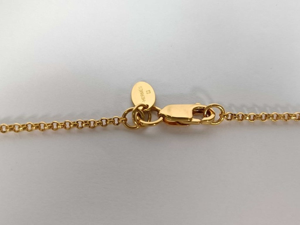 HERMES エルメス ネックレス ループ メドール PM ゴールド ブラック系 メタル レザー レディース 美品