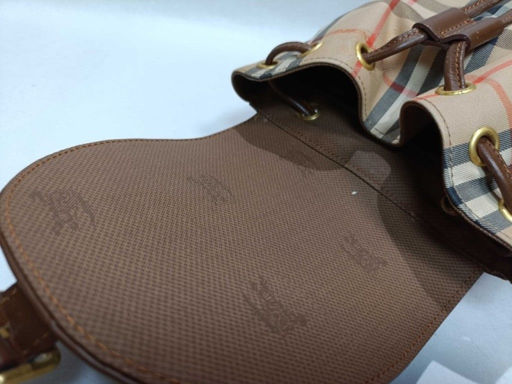 Burberrys バーバリーズ リュックサック ノバチェック ブラウン ベージュ系 キャンバス レザー レディース バックパック 美品
