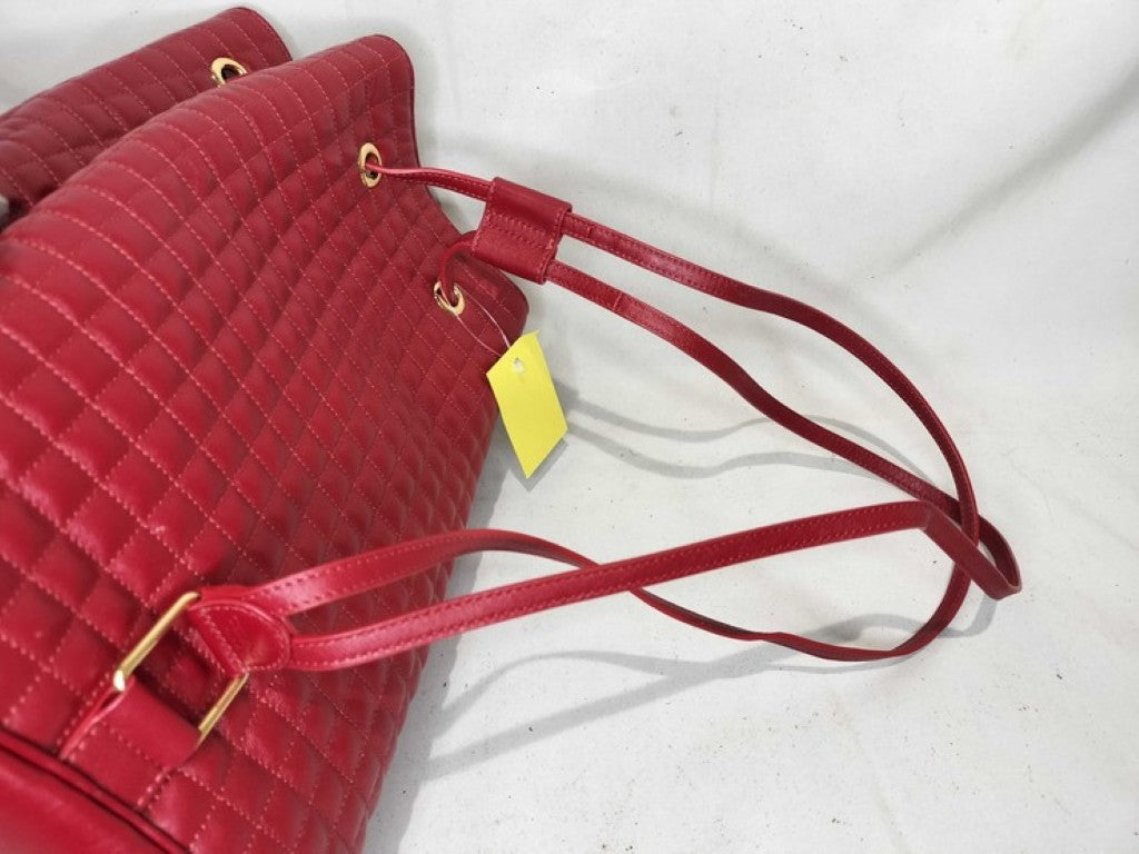 CELINE セリーヌ リュックサック Cチャーム スモール バックパック レッド系 レザー レディース バックパック ゴールド金具 美品