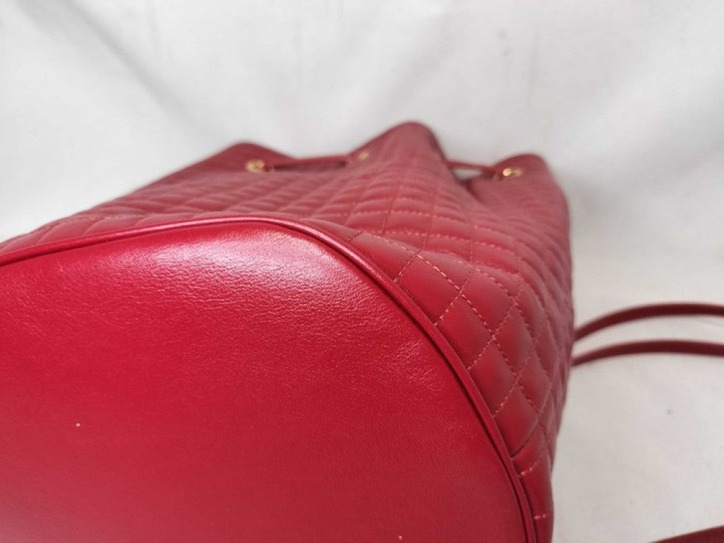CELINE セリーヌ リュックサック Cチャーム スモール バックパック レッド系 レザー レディース バックパック ゴールド金具 美品