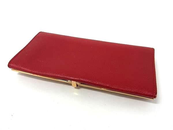 Salvatore Ferragamo フェラガモ 財布 ガンチーニ レッド レザー レディース 二つ折り 長財布 クリップ ゴールド金具
