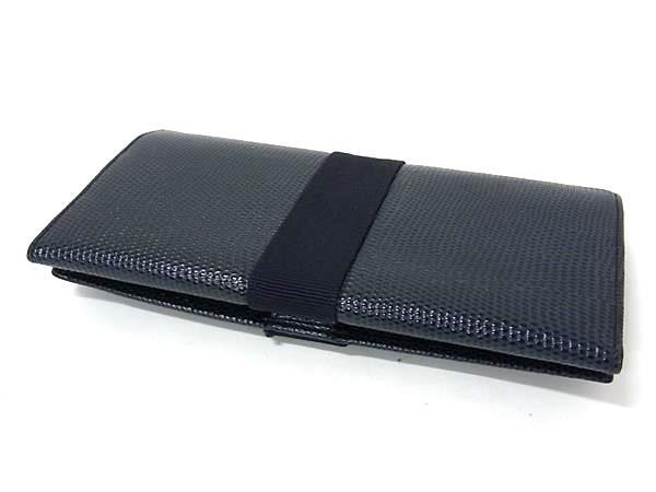 Salvatore Ferragamo フェラガモ 財布 ヴァラ 22 3059 ネイビー リザード型押しレザー レディース 二つ折り 長財布 ゴールド金具 美品