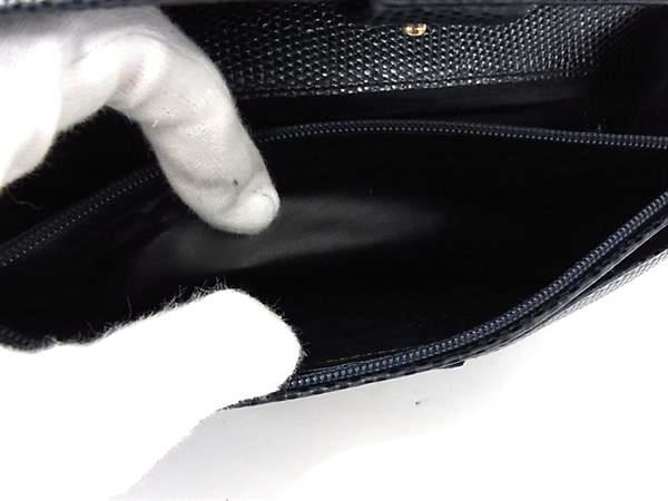 Salvatore Ferragamo フェラガモ 財布 ヴァラ 22 3059 ネイビー リザード型押しレザー レディース 二つ折り 長財布 ゴールド金具 美品