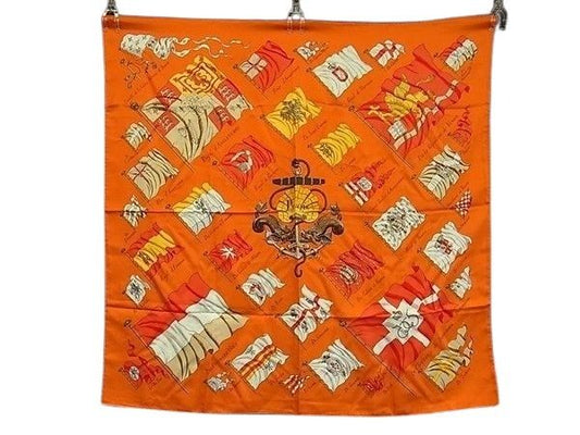 HERMES エルメス スカーフ カレ90 マルチカラー シルク100% レディース PAVOIS 船旗 美品